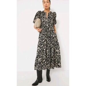 Tuckernuck Hyacinth House Cisco Midi Dress XL Floral Puff Sleeve Tiered Prairie
